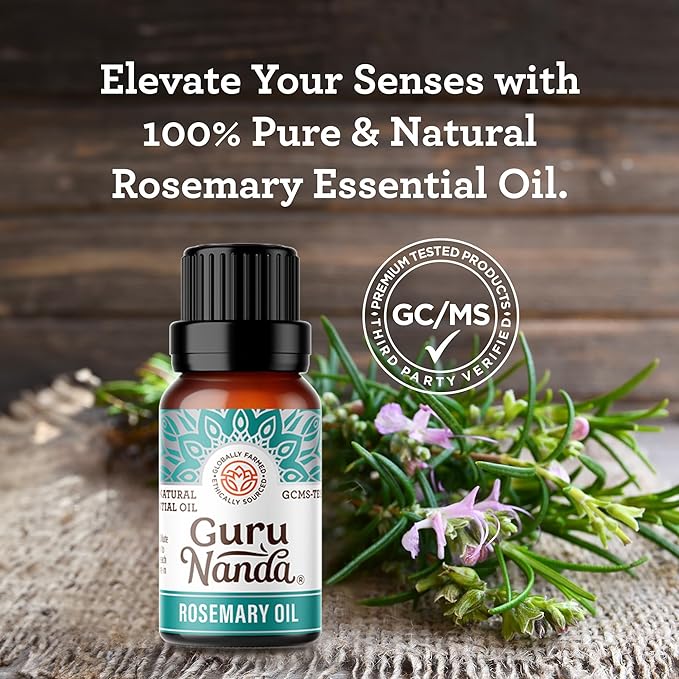 GuruNanda Vitamin E Oil (2 Fl Oz) 15000 IU Bottle & Rosemary Essential Oil 100% Pure & Natural 15ML