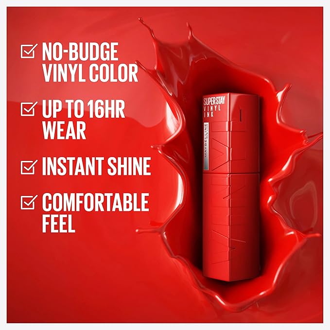 MAYBELLINE Super Stay Vinyl Ink Longwear No-Budge Liquid Lipcolor Makeup, Royal Deep Wine Red and Charmed Pink, 0.14 fl oz, 1 Count