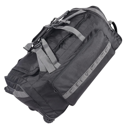 REDCAMP 85L/120L/140L Foldable Duffle Bag with Wheels, Large Travel Duffel Bag, 140l Black and Grey With Sturdy Bottom