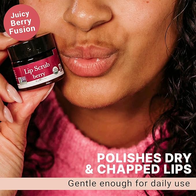 Lip Scrub Berry - USA Made Sugar Lip Scrubber Exfoliator with Natural & Organic Ingredients