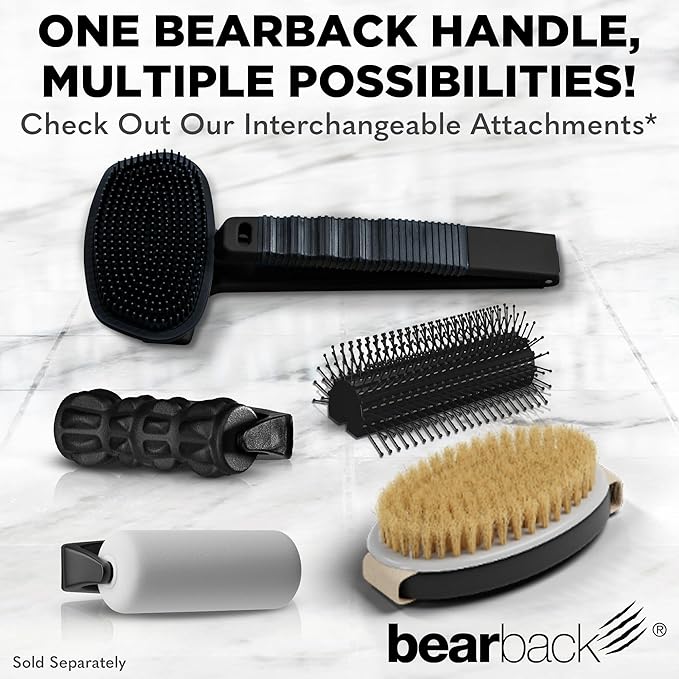 Bearback Silicone Body Scrubber with Extendable Folding Handle and Removable Scrub Brush – Premium Back & Shower Scrubber for Adults, Men, Women, Seniors – Gentle - Hygienic
