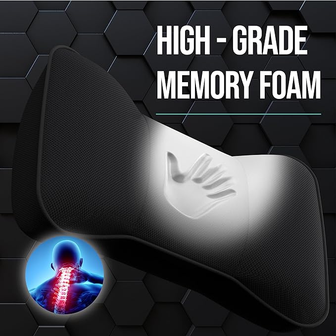 SAMSONITE Travel Neck Pillow – Memory Foam Car Seat Headrest Cushion, Ergonomic Neck Support for Driving, Adjustable Strap, Comfortable Head Rest for Long Trips, Travel Pillow for Cars & Office Chairs