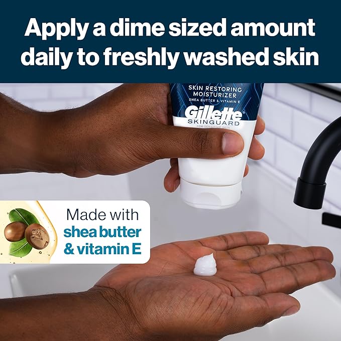 Gillette SkinGuard Face Moisturizer for Men, 3.4 oz Skin Restoring Moisturizer with Shea Butter and Vitamin E (Pack of 2)