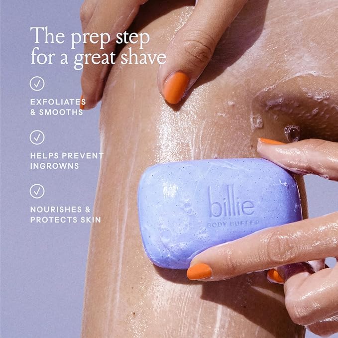 Billie Razors for Women Shave Kit – Razor + 4 x 5-Blade Razor Refills + Magnetic Holder – Minty & Body Buffer - Pre-shave Exfoliating Bar - 3.5 oz