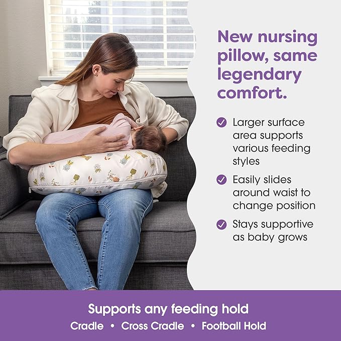 Boppy Nursing Pillow, Tan Happy Houseplants, Larger, More Supportive Pillow for Breastfeeding and Bottle Feeding; Firmer Fill, Higher Lift, Larger Area Than Original Nursing Pillow; JPMA Certified
