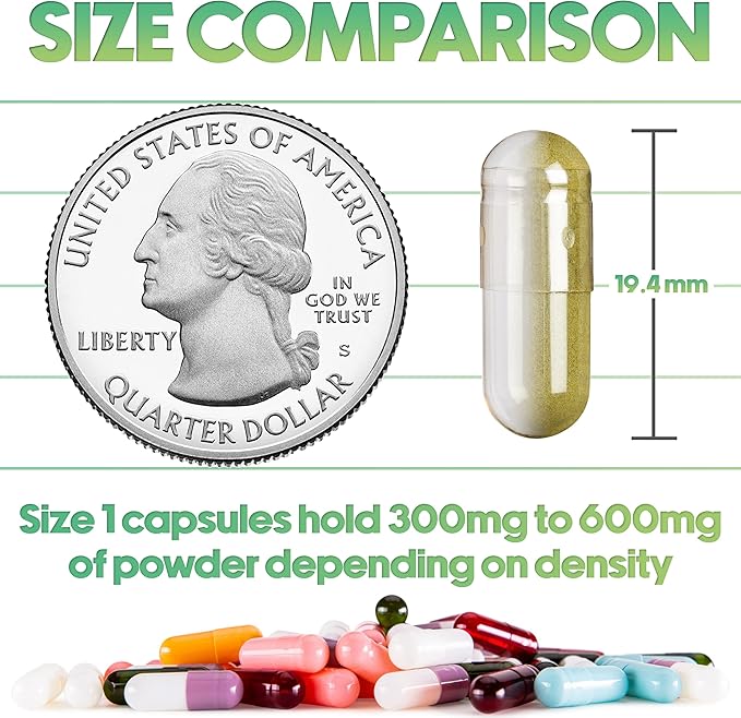 XPRS Nutra Size 1 Empty Capsules - 1000 Count Empty Gelatin Capsules - Pill DIY Capsule Filling - Pure Bovine Pill Gel Caps for Do-It-Yourself Supplements (Clear Red/White)