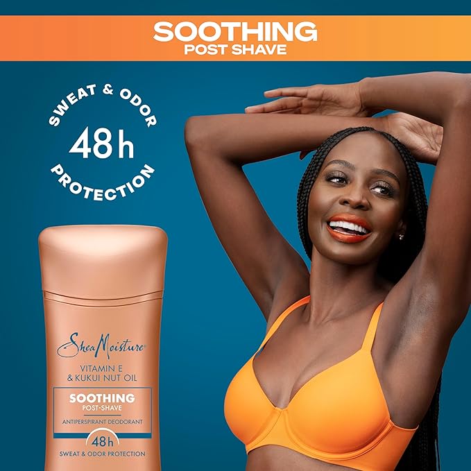 SheaMoisture Antiperspirant Deodorant Stick Soothing Vitamin E & Kukui Nut Oil, 2 count for 48HR Sweat & Odor Protection with No Parabens & No Mineral Oil 2.6 oz