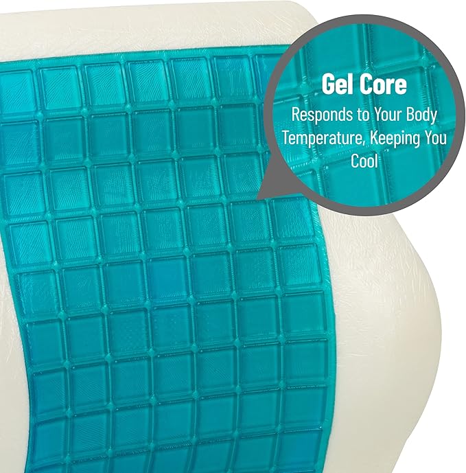 Mind Reader Lumbar Support Cushion for Office Chair and Car Seat, Memory Foam and Cooling Gel Core, Air-Cloud Technology, Back Pain Relief, Improves Posture, 15.5" L x 3.75" W x 14" H, Black