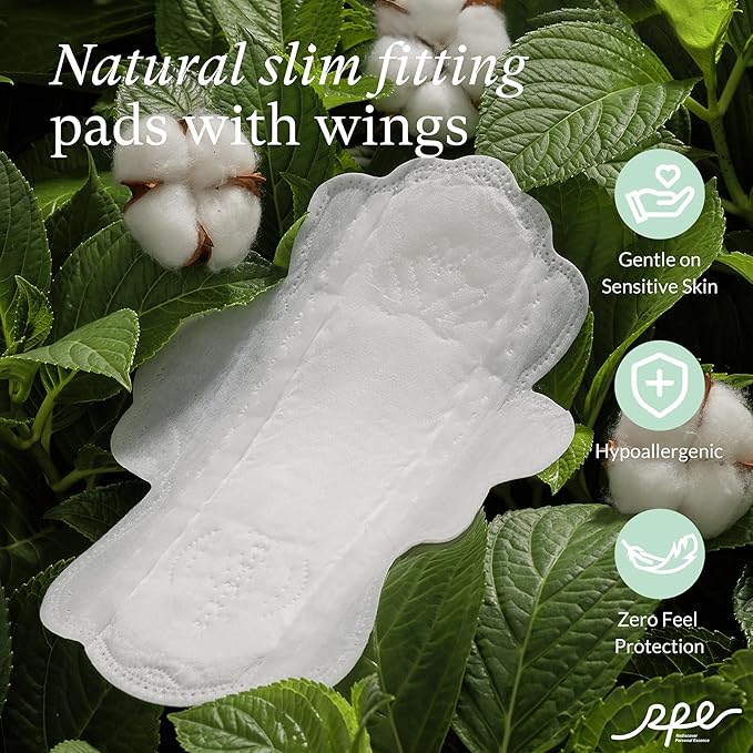 100% Organic Pads for Women, Organic Cotton Cover Pad - Regular Absorbency, Unscented, Ultra Thin Pads with Wings for Women (Regular, Size 3, 18 Count)
