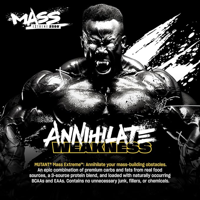 Mutant Mass Extreme Gainer – Whey Protein Powder – Build Muscle Size and Strength – High Density Clean Calories (Vanilla Ice Cream, 12 lbs)
