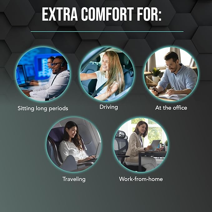 Samsonite Lumbar Support Pillow – Ergonomic Back Rest for Office Chair & Car Seat, Memory Foam Cushion for Lower Back Pain Relief, Breathable Mesh, Adjustable Strap, Black/Blue Mesh