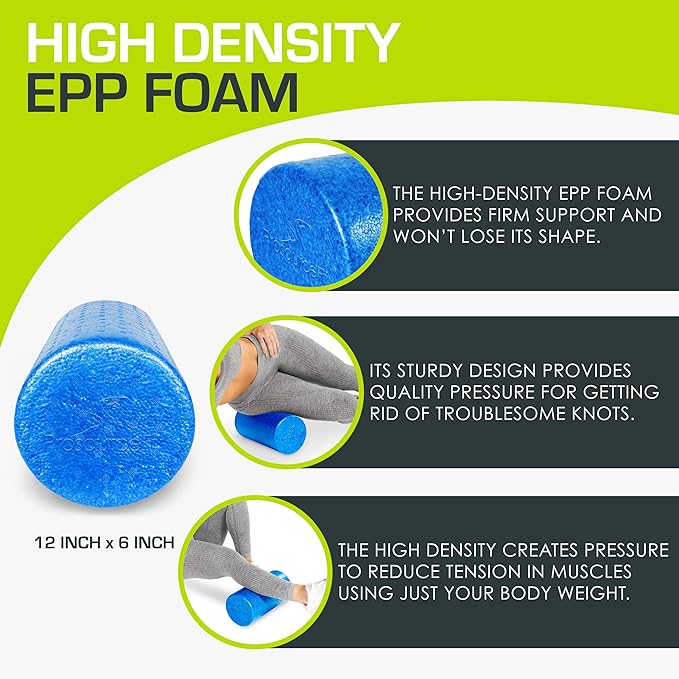 ProsourceFit High Density Foam Rollers 18 - inches Long, Firm Full Body Athletic Massager for Back Stretching, Yoga, Pilates, Post Workout Trigger Point Release, Pink
