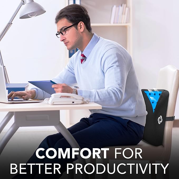Samsonite Memory Foam Lumbar Support Pillow – Ergonomic Back Support Cushion for Car, Office Chair & Travel – Lower Back Cushion for Driving Comfort – Best Lumbar Pillow for Pain Relief