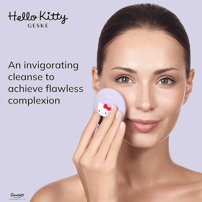 x Hello Kitty | SmartAppGuided 3-in-1 Professional Facial Brush | Soft Silicone With Handle | Gentle Cleansing for Routine Skincare