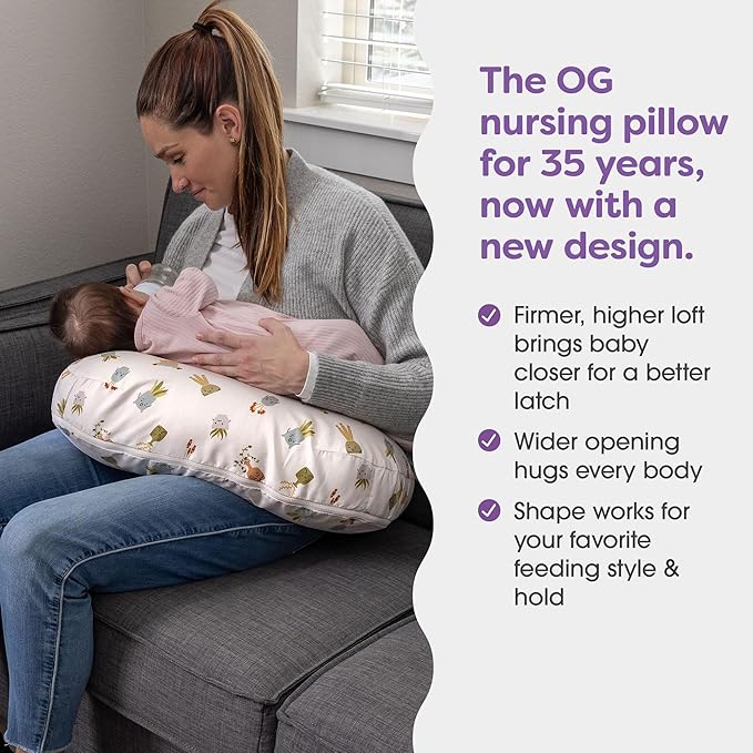 Boppy Nursing Pillow, Tan Happy Houseplants, Larger, More Supportive Pillow for Breastfeeding and Bottle Feeding; Firmer Fill, Higher Lift, Larger Area Than Original Nursing Pillow; JPMA Certified