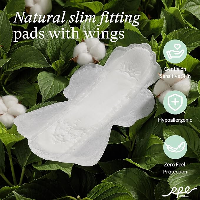 100% Organic Pads for Women, Organic Cotton Cover Pad - Regular Absorbency, Unscented, Ultra Thin Pads with Wings for Women (Regular, Size 3, 36 Count)