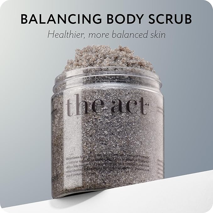 Exfoliating Balancing Body Scrub with Black Cumin Oil - Sea Salt Formula for Smooth & Radiant Skin - Home Spa Care, Gift for Women Men, Vegan, Organic 10.58 Oz