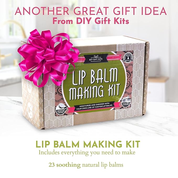 DIY Gift Kits 73-Piece DIY Lip Balm Kit | Includes All Natural & Organic Essential Oils, Shea Butter, Filling Tray & More | Makes 23 Homemade Lip Balms | For Dry & Chapped Lips | For Kids & Adults