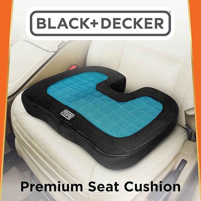 BLACK+DECKER Gel U-Shape Seat Cushion – Cooling Memory Foam Chair Cushion for Office, Car, Wheelchair & Airplane – Ergonomic, Non-Slip, Pain Relief, Washable Cover