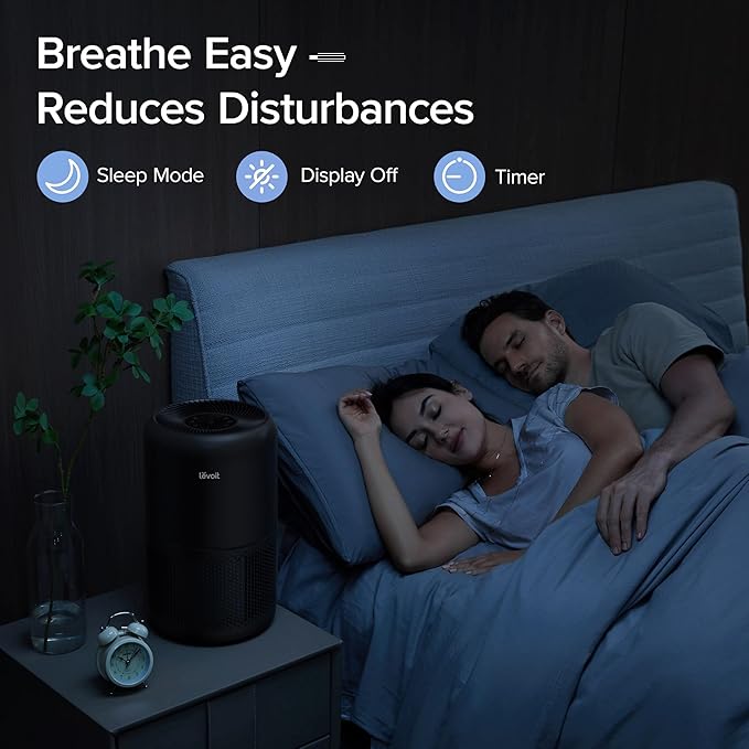 LEVOIT Air Purifier for Home Allergies Pets in Bedroom, Covers Up to 1074 ft² by 56W High Torque Motor, AHAM VERIFIDE, 3-in-1 Filter, HEPA Sleep Mode, Remove Dust Smoke Odor, Core300-P, Black, 2 Pack