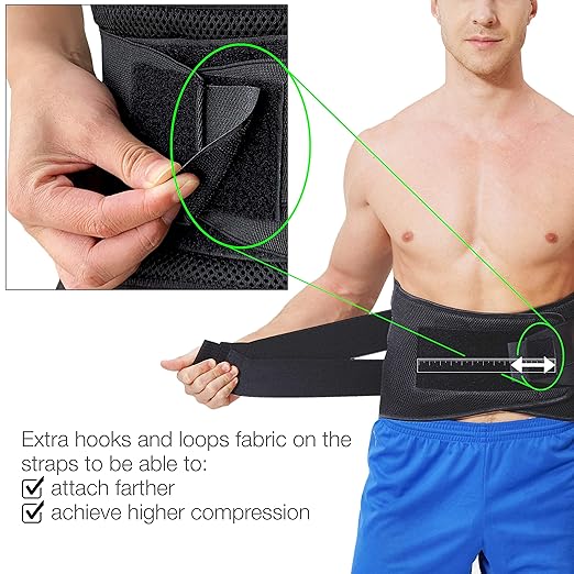 NeoTech Care Adjustable Compression Wide Back Brace Lumbar Support Belt (Beige, Size XXXL)