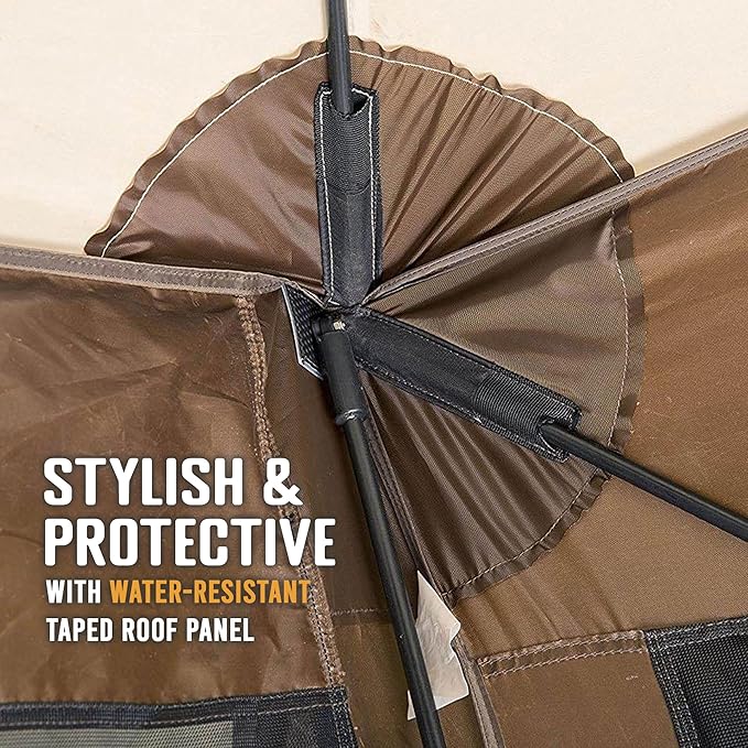CLAM Pop Up Screen Tent, Outdoor Camping Gazebo Canopy, Traveler, 6' x 6', Brown