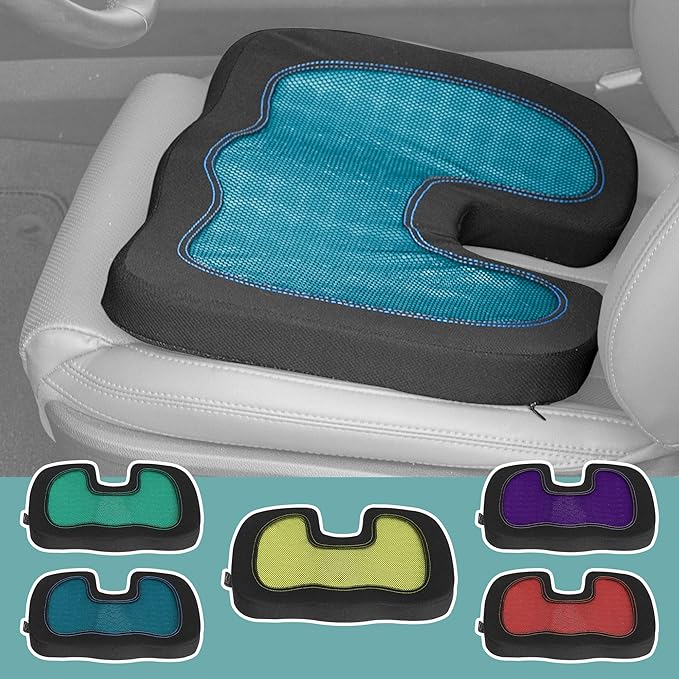 FH Group Universal Fit Memory Foam Seat Cushion for Anywhere - Tailbone Cushion - Coccyx Cushion for Car, Work, and Home Red
