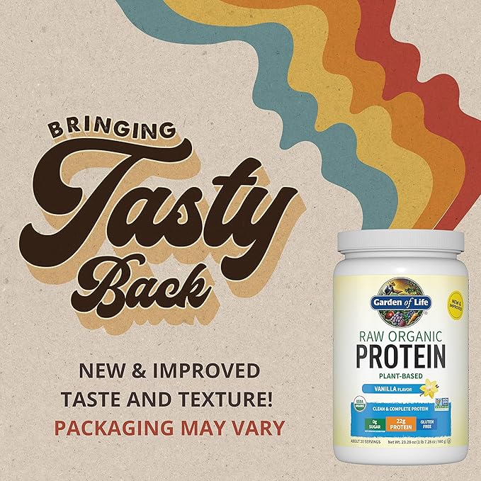 Garden of Life Organic Vegan Vanilla Protein Powder 22g - Vitamin Code Vitamin C 120 Capsules Bundle