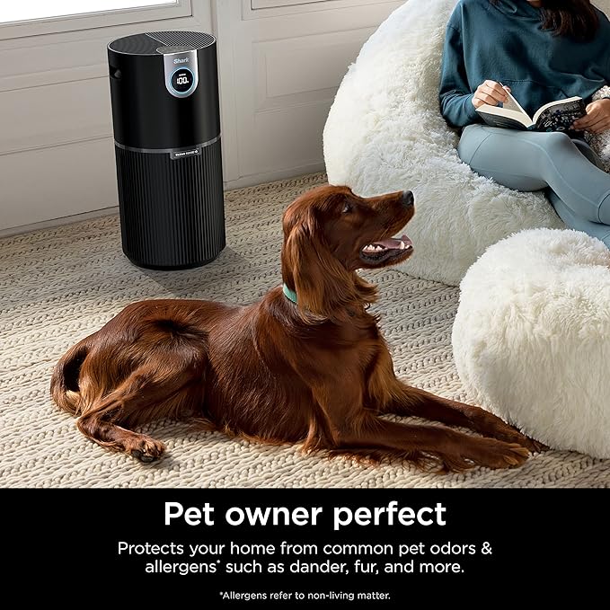 Shark AP1000 Clean Sense Air Purifier MAX, Allergies, HEPA Filter, 1100 Sq Ft, XL Room, Living Room, Whole Home, Captures 99.98% of Particles, Pollutants, Dust, Smoke, Allergens & Smells, Grey