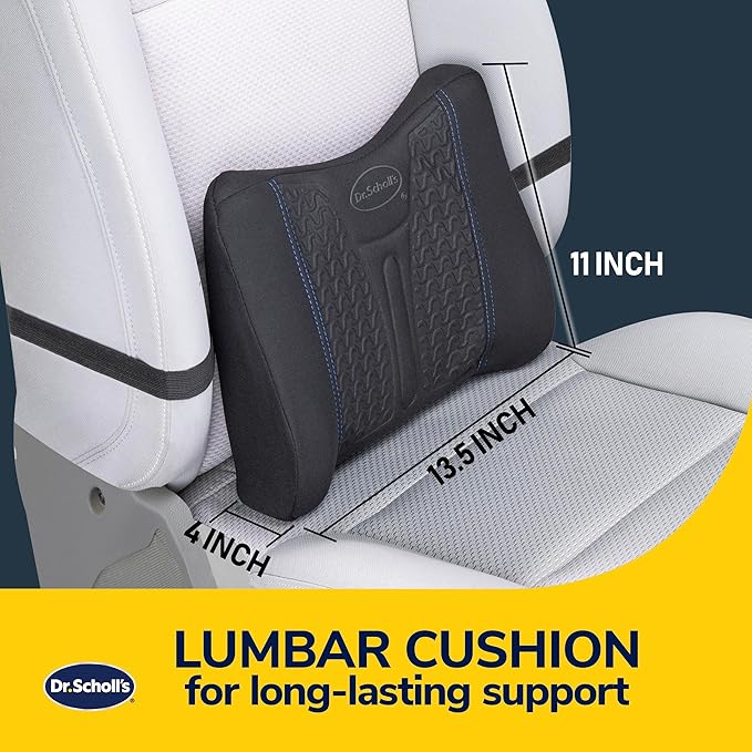 Dr. Scholl's UltraCool Gel-Infused Lumbar Seat Cushion for Car, Office, Home — Black