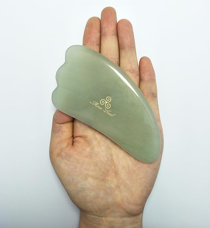 Set of 2 Gua Sha Facial Massagers of Jade Stone, Excellent Massage and Skincare Tool