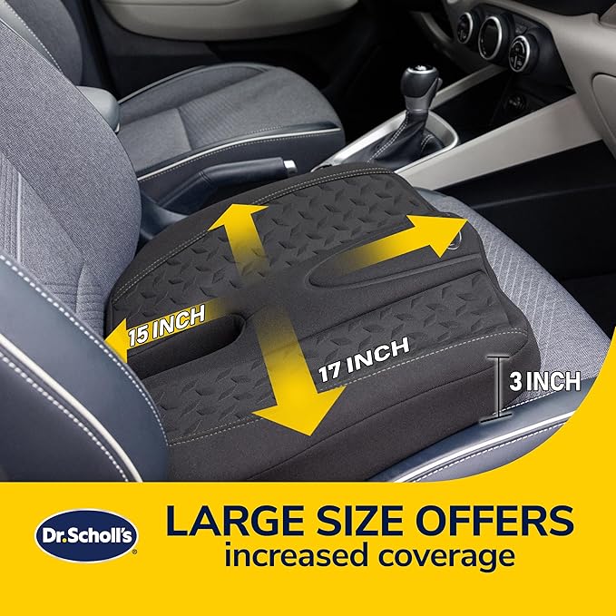 Dr. Scholl's Max Support Charcoal-Infused Posterior Seat Cushion, Memory Foam — Black