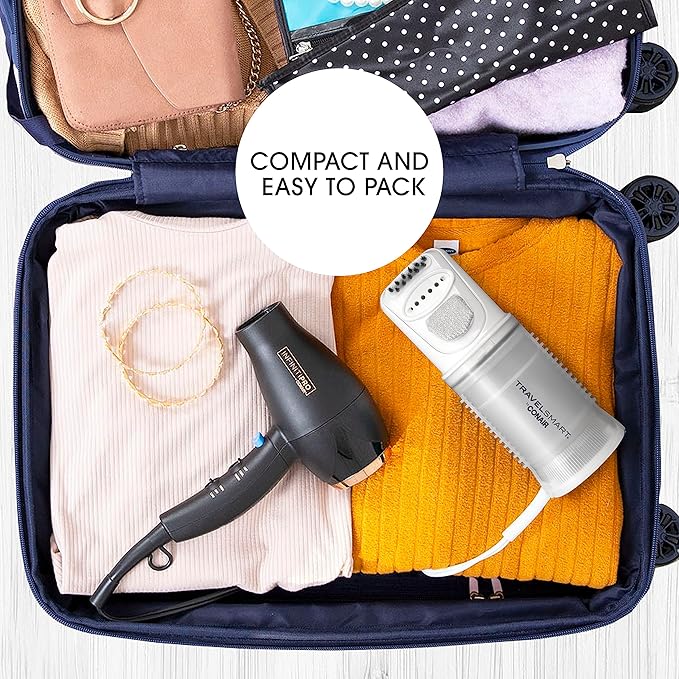 Conair Travel Steamer for Clothes - Mini Garment Steamer, Fabric Steamer in White by Travel Smart - Packable in Carry On Luggage - Dual Voltage