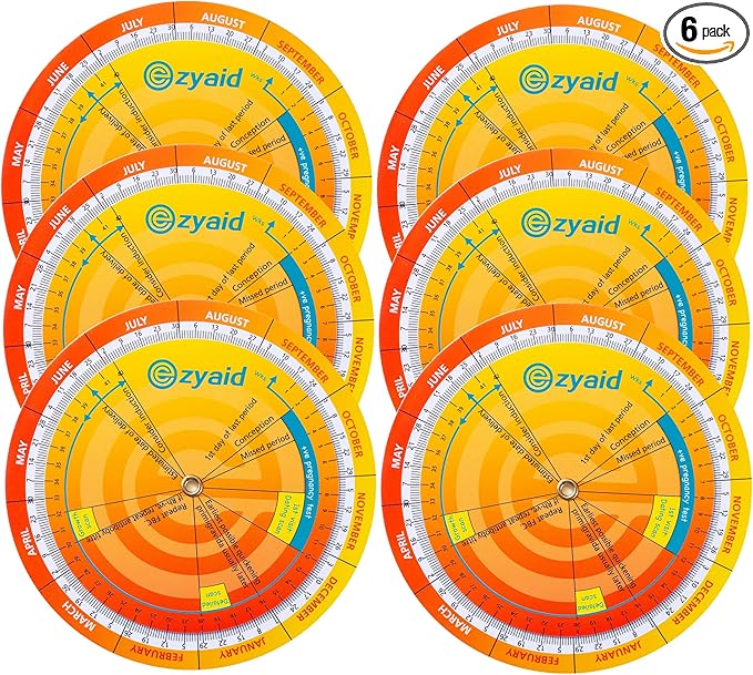 Pregnancy Wheel (Pack of 6), Due Date OB-GYN Calculator for Pregnant Women/Healthcare Providers, Gestational EDC/EDD Wheel with CRL, BPD, HC AC and FL Guide