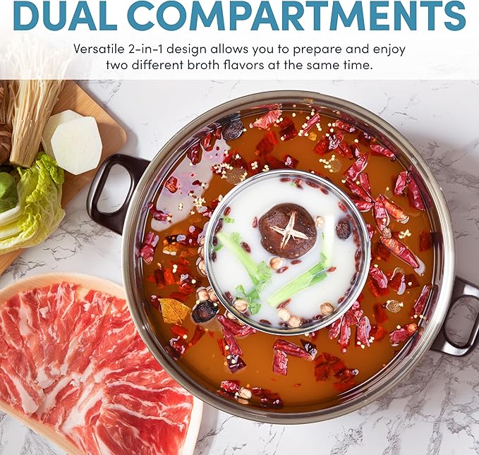 Aroma Stainless Steel Hot Pot, Silver (ASP-600), 5 quart