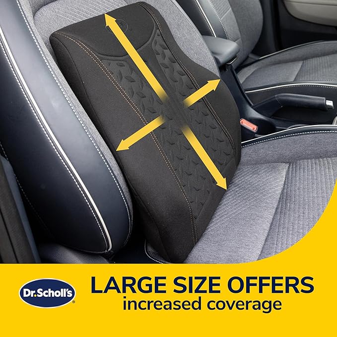 Dr. Scholl's Max Support Copper-Infused Lumbar Seat Cushion for Car, Truck, SUV — Black