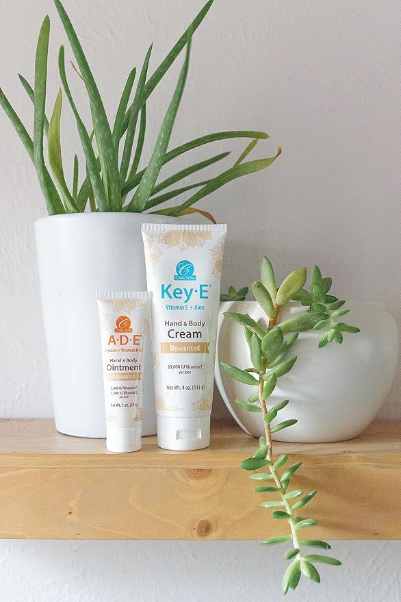 Carlson - Key-E Hand & Body Cream, Vitamin E & Organic Aloe, 10000 IU Vitamin E, Fragrance-Free, 2 oz