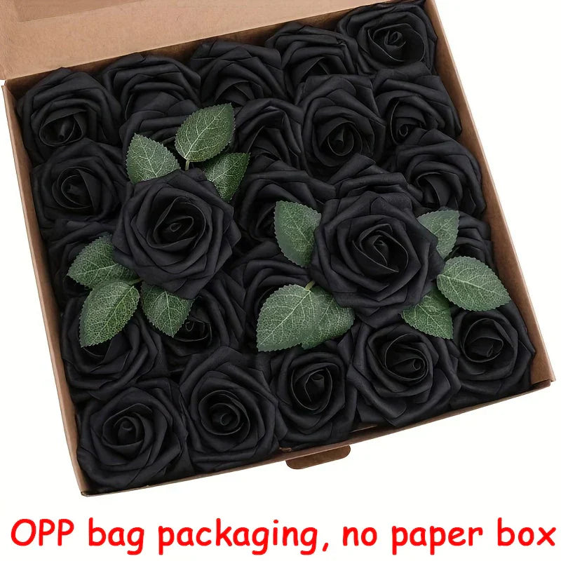 25PCS Artificial Roses with Stems for DIY