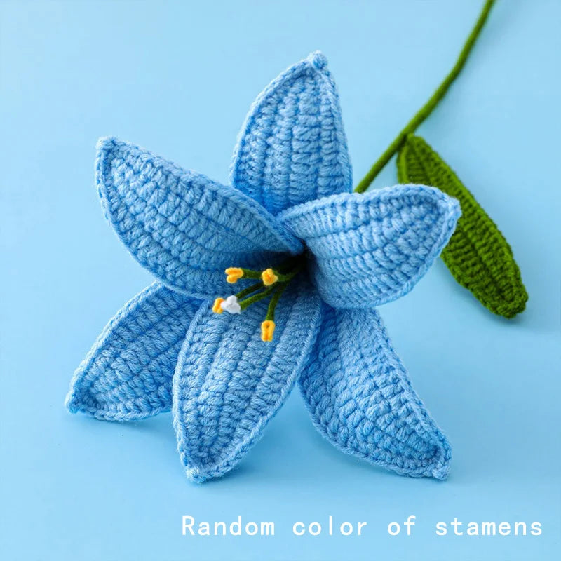 Hand-Knitted Crochet Lily Bouquet Gift