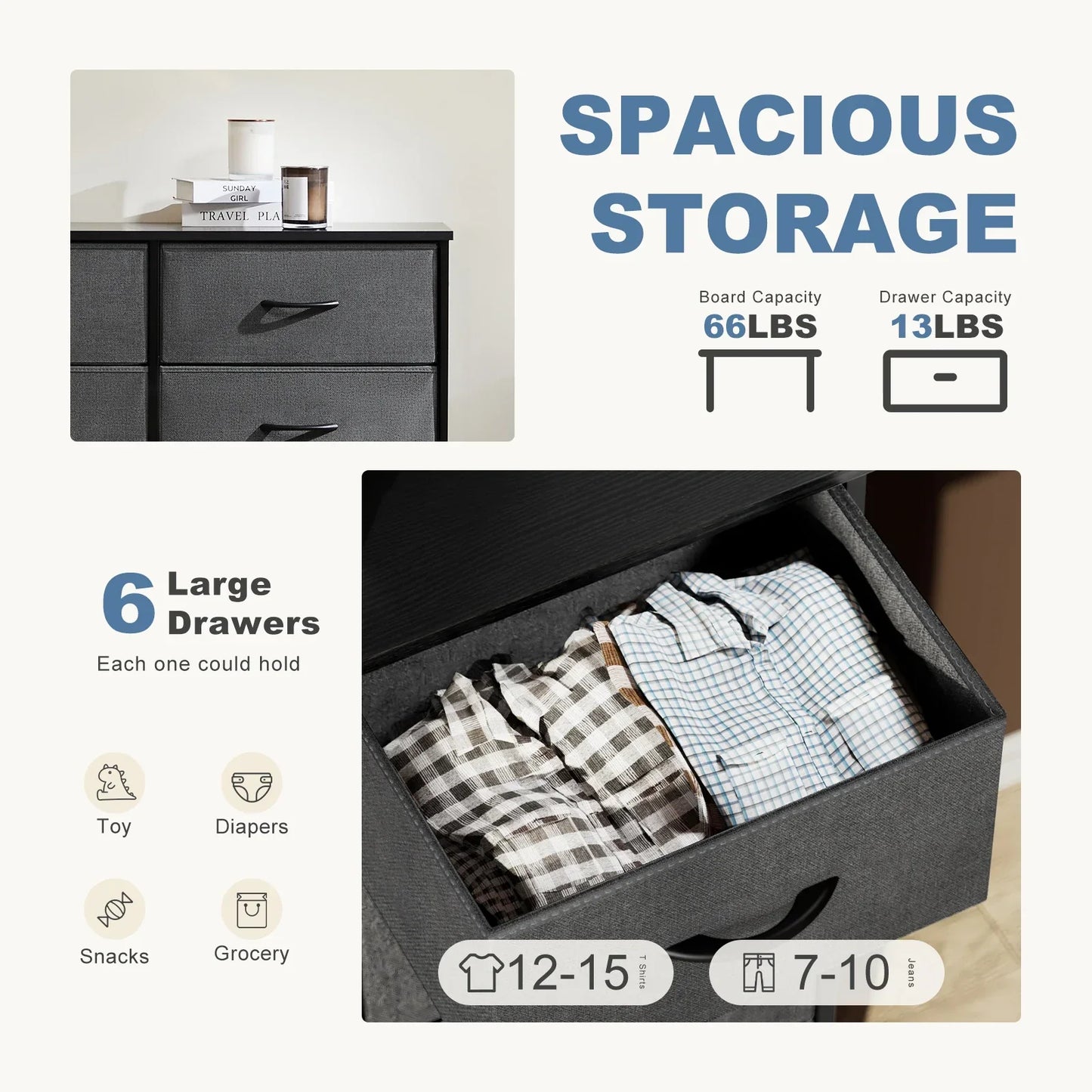 JHK Fabric Nightstand for Bedroom
