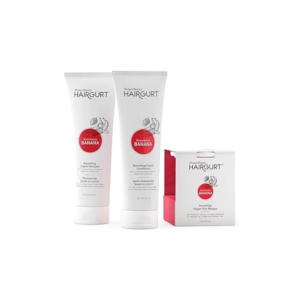 Strawberry Banana Smoothing Hair Mask for Color-Treated and Extremely Dry Damaged - Professional Deep Conditioning Treatment Intense Hydration Frizz Control Sulfate-Free 6 oz