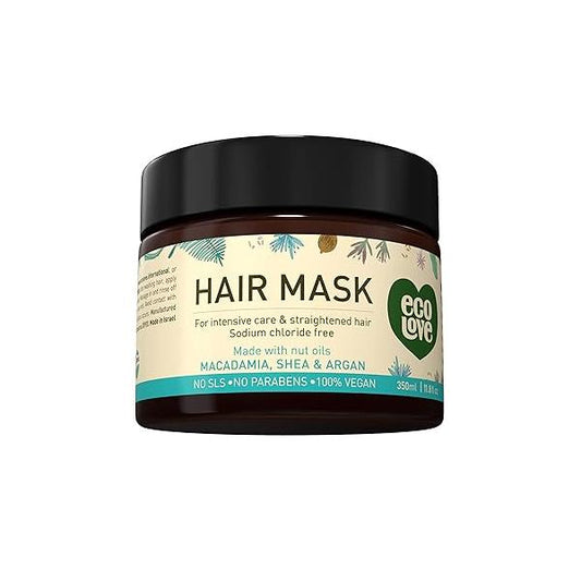 ecoLove Hair Mask, Natural Deep Conditioning, 11.8 oz, Macadamia, Shea Moisture, Argan Oil, No SLS or Parabens Vegan and Cruelty-Free