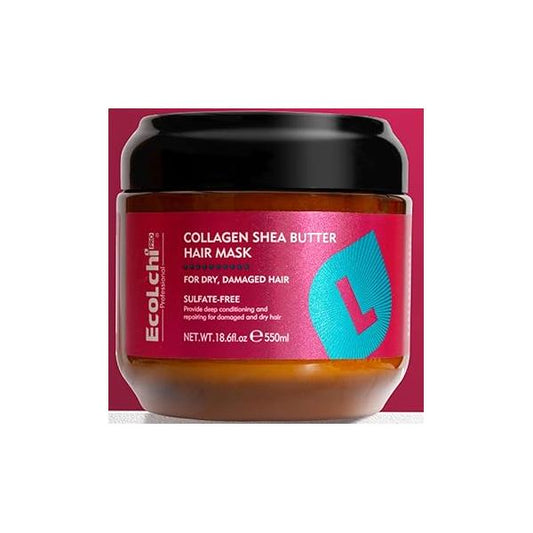 Ecolchi Collagen Hair Mask Deep Repair Conditioning Shea Butter Treatment for Dry and Damaged All Types 18.6 oz 550ml