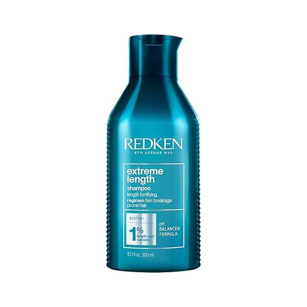 Redken Extreme Length Shampoo For Damaged Hair - Prevents Breakage and Strengthens Hair, Infused With Biotin Growth