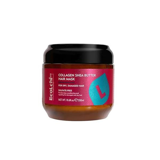 Ecolchi Collagen Hair Mask, Deep Repair Conditioning Treatment Argan Oil Keratin Essence Mask for Dry, Damaged, & Frizzy 500ml 16.9 fl oz