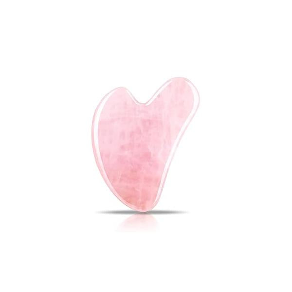 Gua Sha Facial Tools, Rose Quartz Guasha Tool for Face & Eye, Puffiness Reducing Jawline Sculpting Stone Tools Skin Care Woman GuaSha Tool, Pink