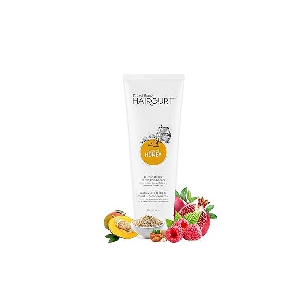 Almond Honey Intense Repair Yogurt Hair Mask - Deep Conditioner for Dry, Damaged and Frizzy Sulfate-Free, Natural Hydrating Treatment Moisturizing Masque Breakage 6 oz